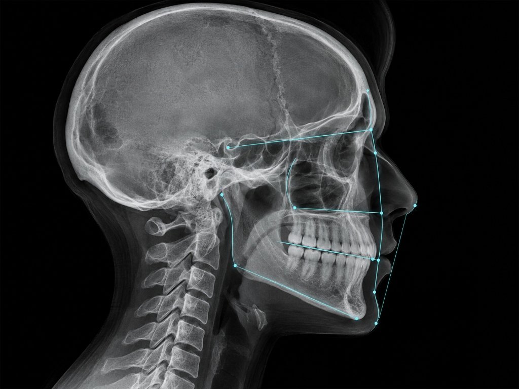 Lateral cephalogram orthodontic X-ray at a dental clinic in Hubli